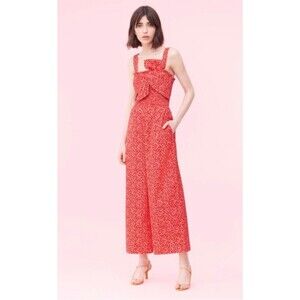 REBECCA TAYLOR Malia Floral Bow Smocked Jumpsuit, Sz L